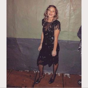 Vintage AJ Bari beaded silk dress